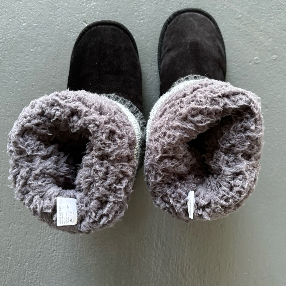 MUK LUK Cheryl Fair Isle Pattern Sweater Knit Fur Lined Side Button Boots - Picture 5 of 14